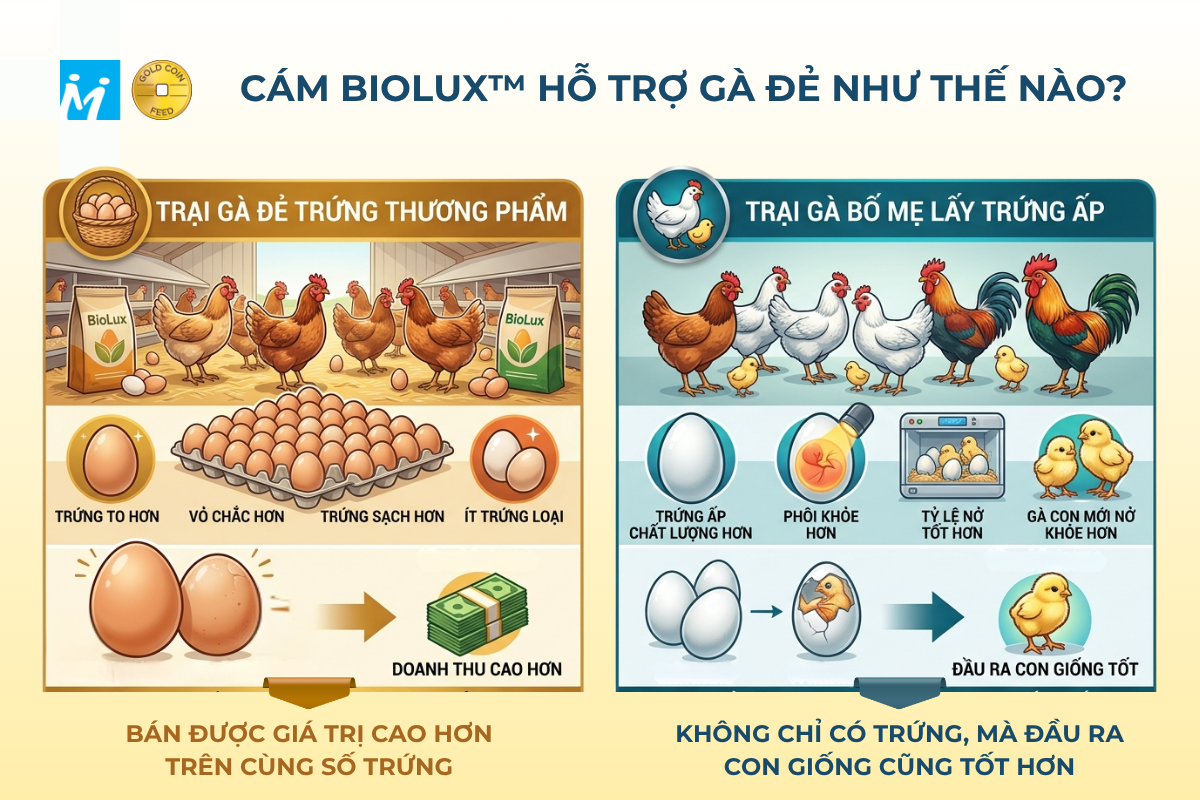 GC Info - Cám Biolux hỗ trợ gà đẻ như thế nào