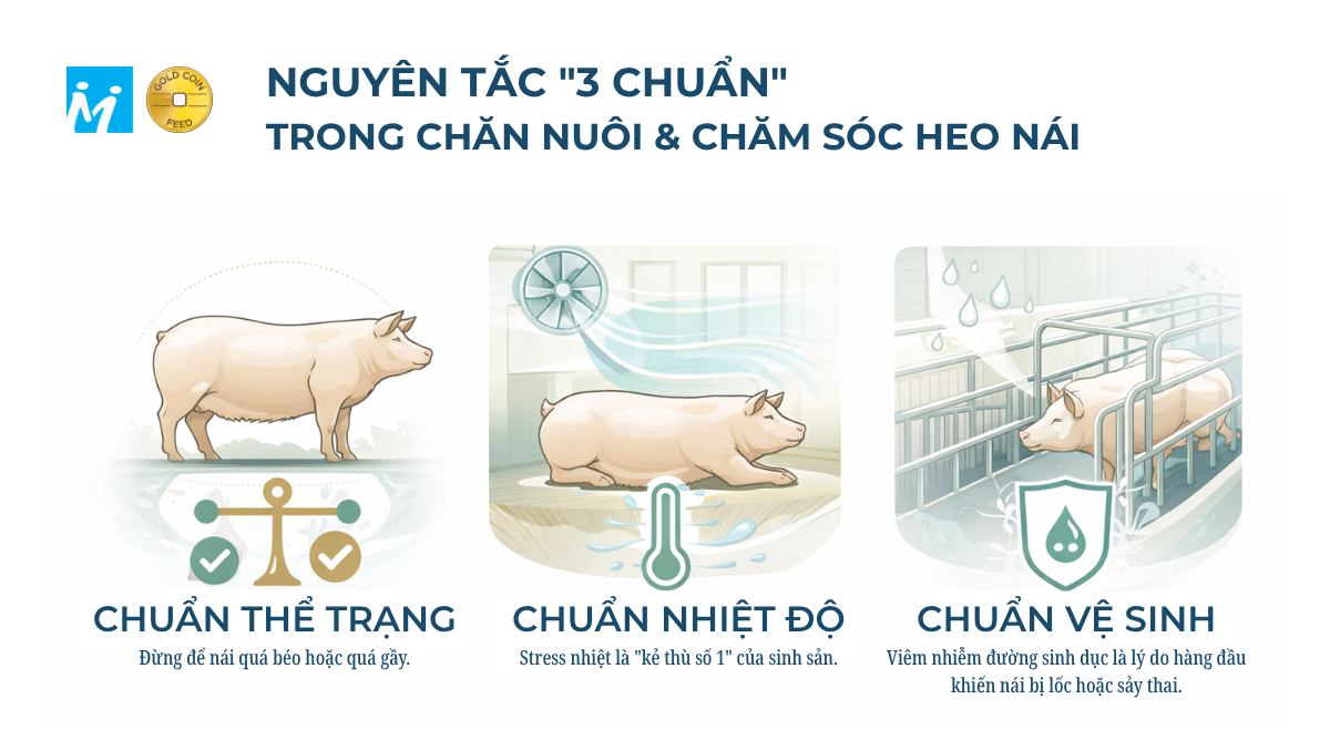 GC Info - Nguyên tắc 3 chuẩn trong chăn nuôi và chăm sóc heo nái